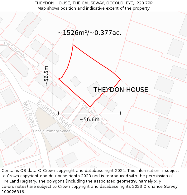THEYDON HOUSE, THE CAUSEWAY, OCCOLD, EYE, IP23 7PP: Plot and title map