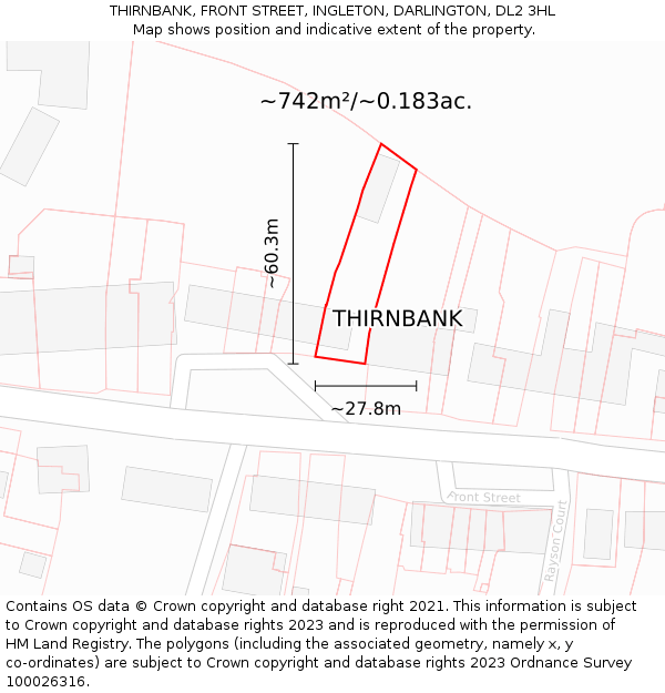 THIRNBANK, FRONT STREET, INGLETON, DARLINGTON, DL2 3HL: Plot and title map