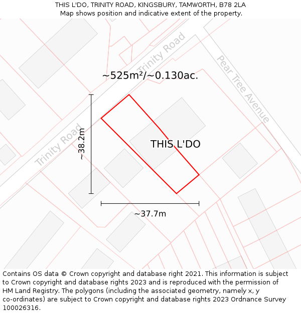 THIS L'DO, TRINITY ROAD, KINGSBURY, TAMWORTH, B78 2LA: Plot and title map