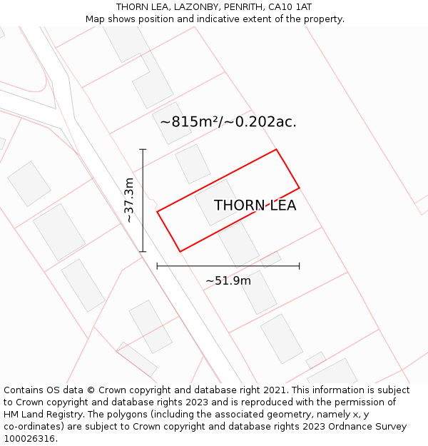 THORN LEA, LAZONBY, PENRITH, CA10 1AT: Plot and title map