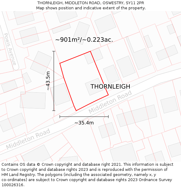 THORNLEIGH, MIDDLETON ROAD, OSWESTRY, SY11 2PR: Plot and title map