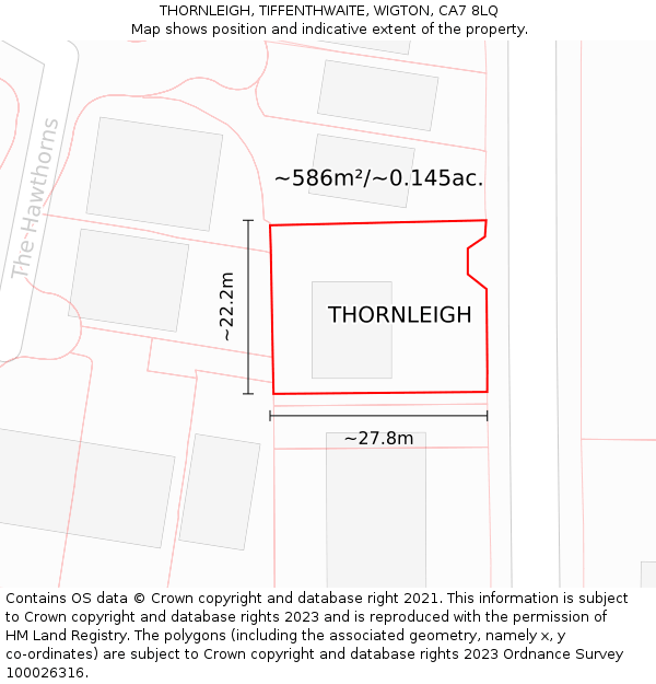 THORNLEIGH, TIFFENTHWAITE, WIGTON, CA7 8LQ: Plot and title map