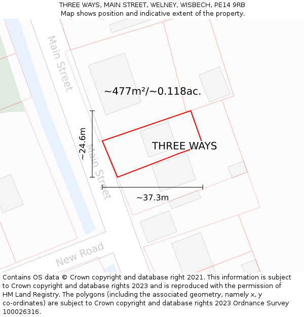 THREE WAYS, MAIN STREET, WELNEY, WISBECH, PE14 9RB: Plot and title map