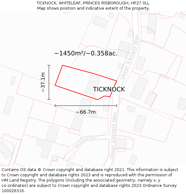 TICKNOCK, WHITELEAF, PRINCES RISBOROUGH, HP27 0LL: Plot and title map