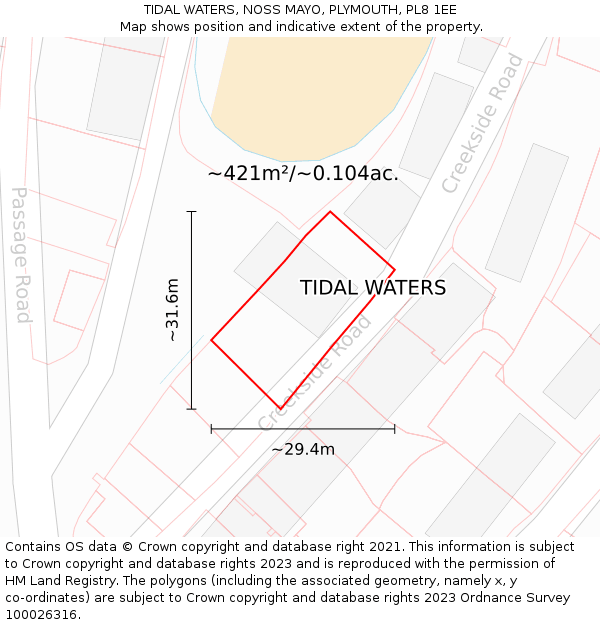 TIDAL WATERS, NOSS MAYO, PLYMOUTH, PL8 1EE: Plot and title map