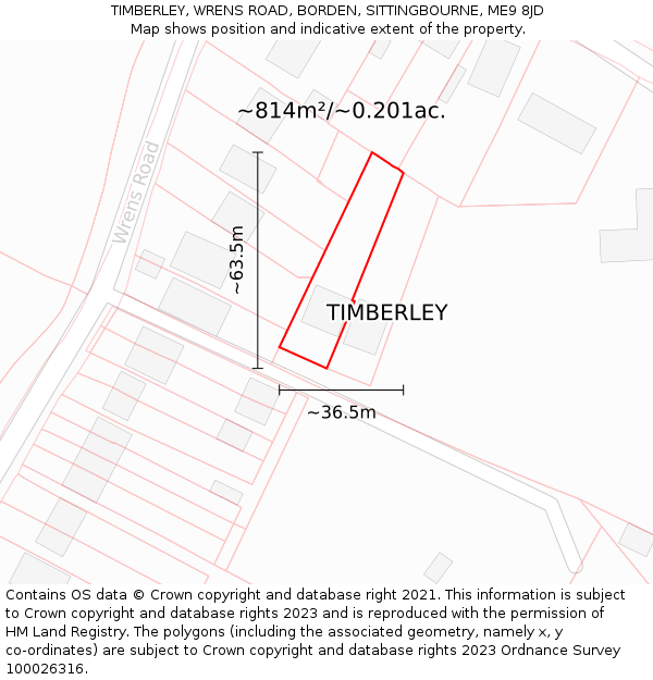 TIMBERLEY, WRENS ROAD, BORDEN, SITTINGBOURNE, ME9 8JD: Plot and title map