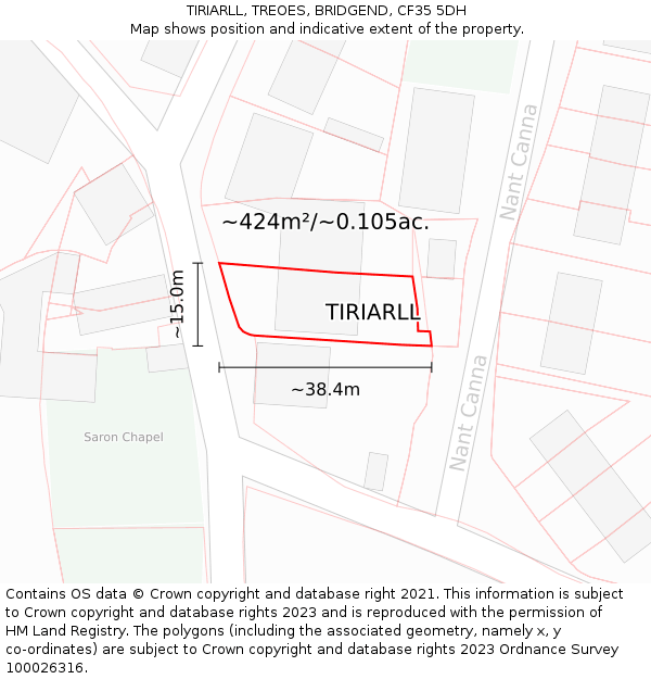 TIRIARLL, TREOES, BRIDGEND, CF35 5DH: Plot and title map
