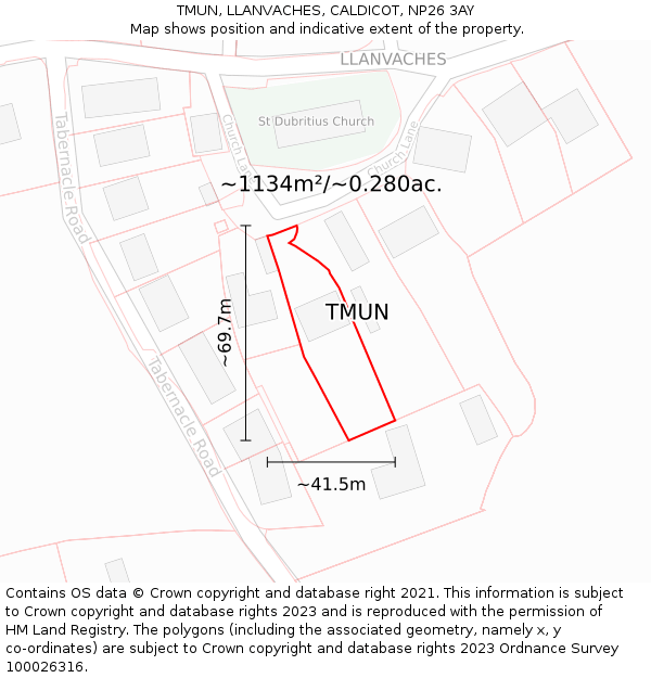 TMUN, LLANVACHES, CALDICOT, NP26 3AY: Plot and title map