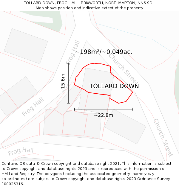 TOLLARD DOWN, FROG HALL, BRIXWORTH, NORTHAMPTON, NN6 9DH: Plot and title map