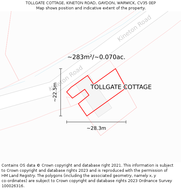 TOLLGATE COTTAGE, KINETON ROAD, GAYDON, WARWICK, CV35 0EP: Plot and title map