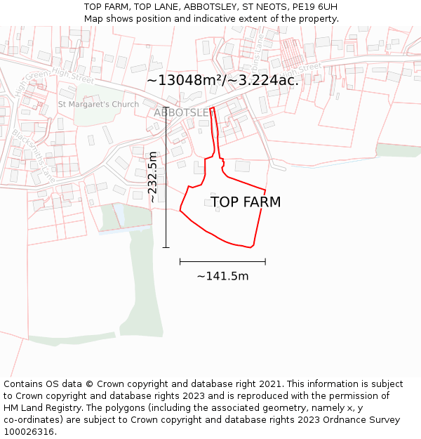 TOP FARM, TOP LANE, ABBOTSLEY, ST NEOTS, PE19 6UH: Plot and title map