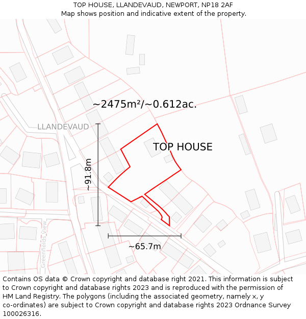TOP HOUSE, LLANDEVAUD, NEWPORT, NP18 2AF: Plot and title map