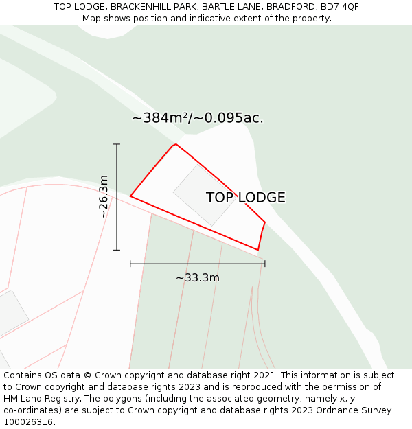 TOP LODGE, BRACKENHILL PARK, BARTLE LANE, BRADFORD, BD7 4QF: Plot and title map