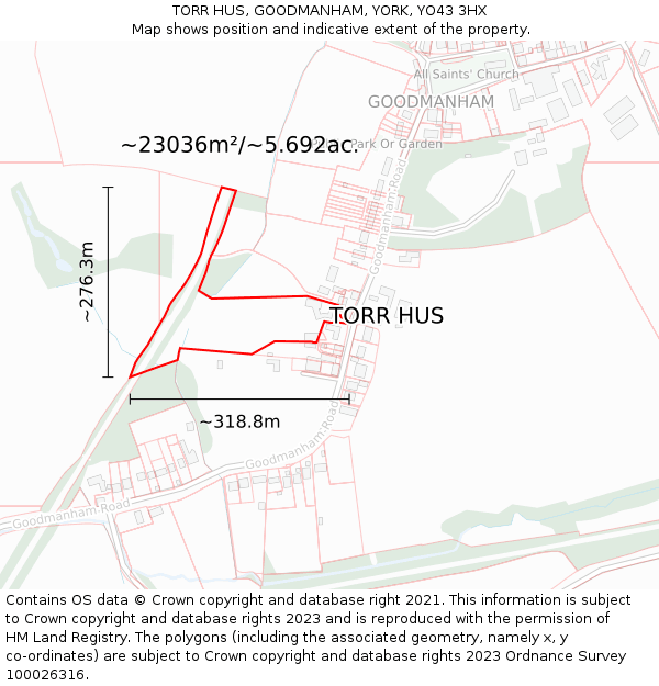 TORR HUS, GOODMANHAM, YORK, YO43 3HX: Plot and title map