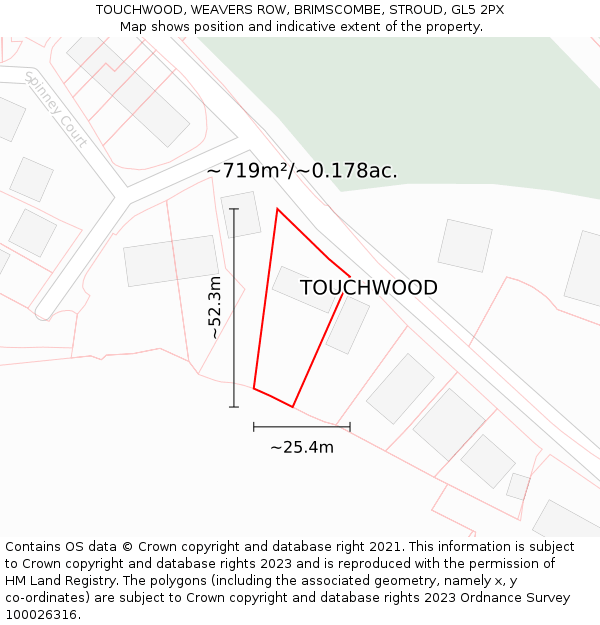 TOUCHWOOD, WEAVERS ROW, BRIMSCOMBE, STROUD, GL5 2PX: Plot and title map
