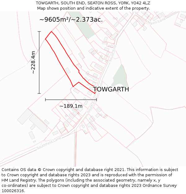 TOWGARTH, SOUTH END, SEATON ROSS, YORK, YO42 4LZ: Plot and title map