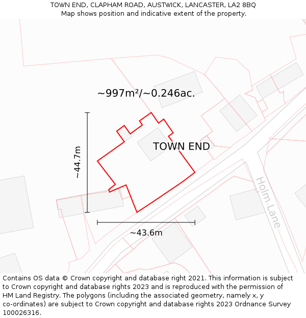 TOWN END, CLAPHAM ROAD, AUSTWICK, LANCASTER, LA2 8BQ: Plot and title map