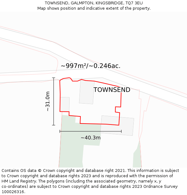 TOWNSEND, GALMPTON, KINGSBRIDGE, TQ7 3EU: Plot and title map