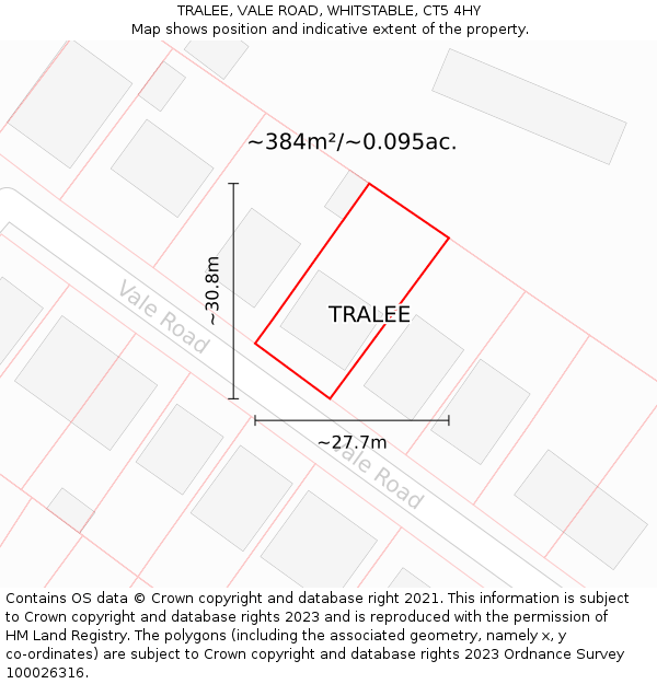 TRALEE, VALE ROAD, WHITSTABLE, CT5 4HY: Plot and title map