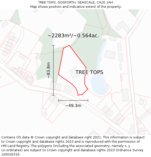 TREE TOPS, GOSFORTH, SEASCALE, CA20 1AH: Plot and title map