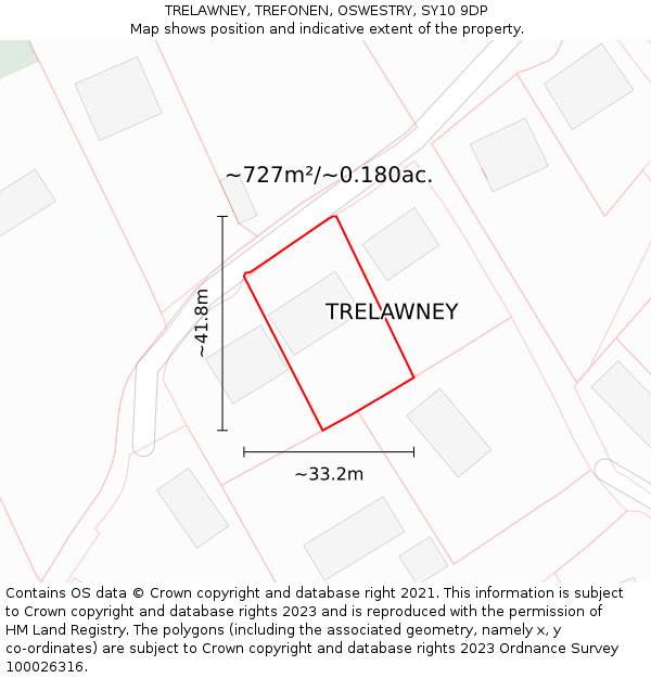TRELAWNEY, TREFONEN, OSWESTRY, SY10 9DP: Plot and title map