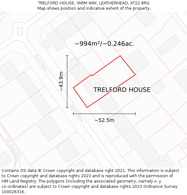 TRELFORD HOUSE, YARM WAY, LEATHERHEAD, KT22 8RQ: Plot and title map