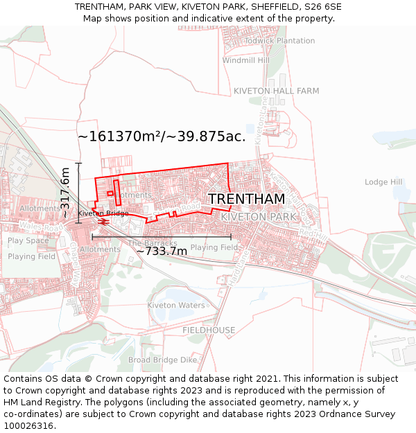 TRENTHAM, PARK VIEW, KIVETON PARK, SHEFFIELD, S26 6SE: Plot and title map