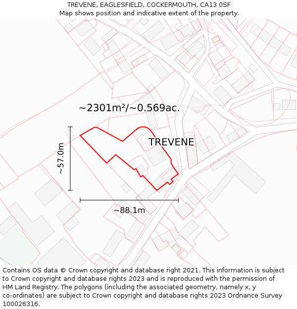 TREVENE, EAGLESFIELD, COCKERMOUTH, CA13 0SF: Plot and title map