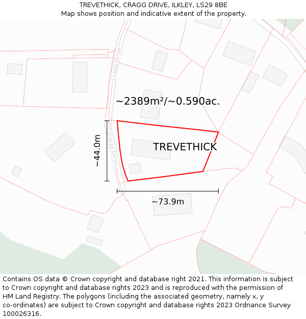 TREVETHICK, CRAGG DRIVE, ILKLEY, LS29 8BE: Plot and title map