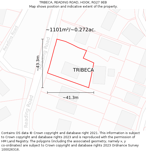 TRIBECA, READING ROAD, HOOK, RG27 9EB: Plot and title map
