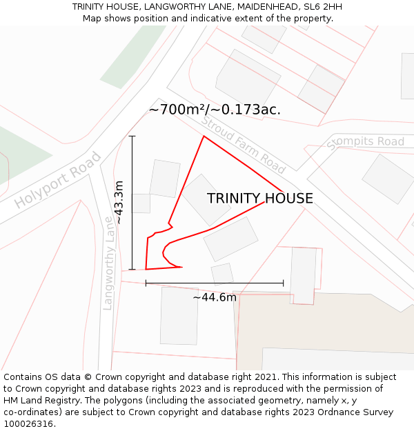 TRINITY HOUSE, LANGWORTHY LANE, MAIDENHEAD, SL6 2HH: Plot and title map
