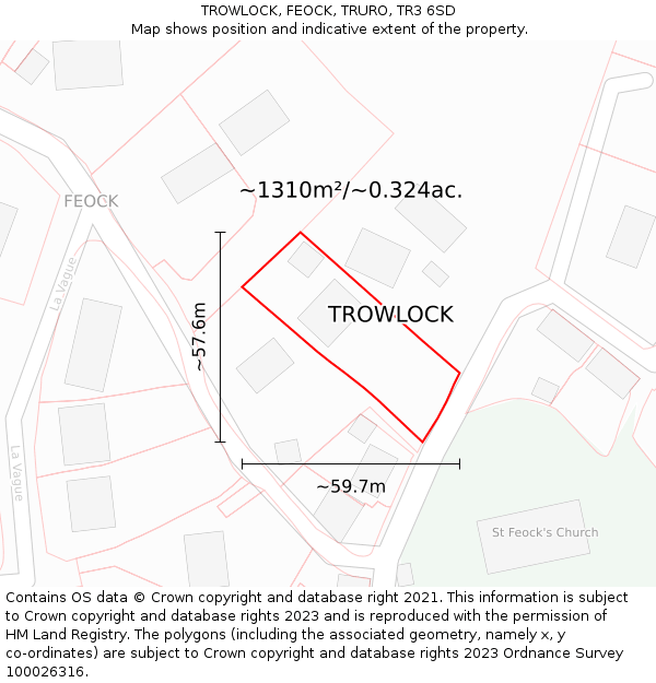 TROWLOCK, FEOCK, TRURO, TR3 6SD: Plot and title map