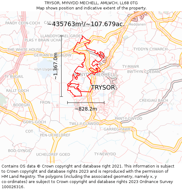 TRYSOR, MYNYDD MECHELL, AMLWCH, LL68 0TG: Plot and title map