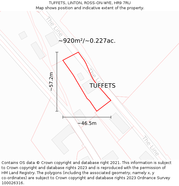TUFFETS, LINTON, ROSS-ON-WYE, HR9 7RU: Plot and title map