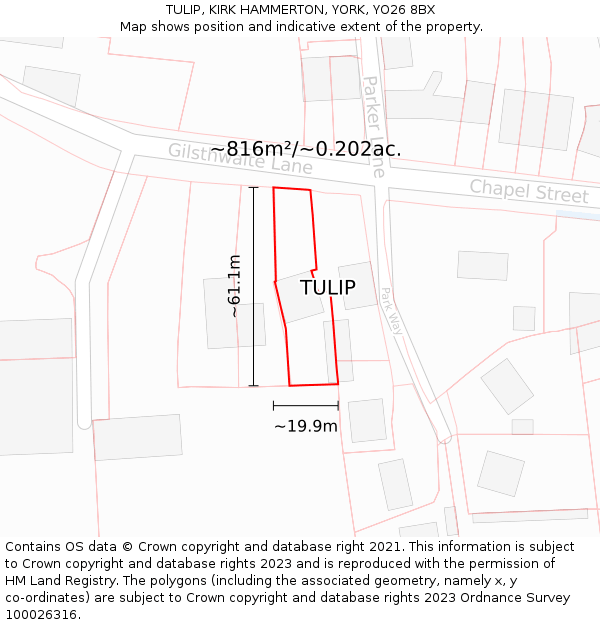 TULIP, KIRK HAMMERTON, YORK, YO26 8BX: Plot and title map