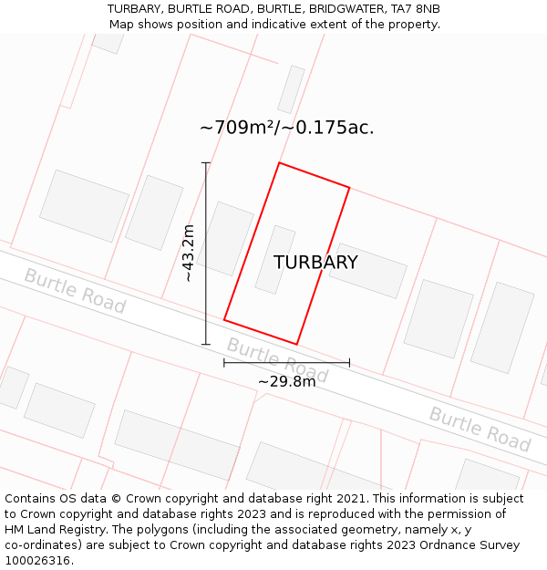 TURBARY, BURTLE ROAD, BURTLE, BRIDGWATER, TA7 8NB: Plot and title map