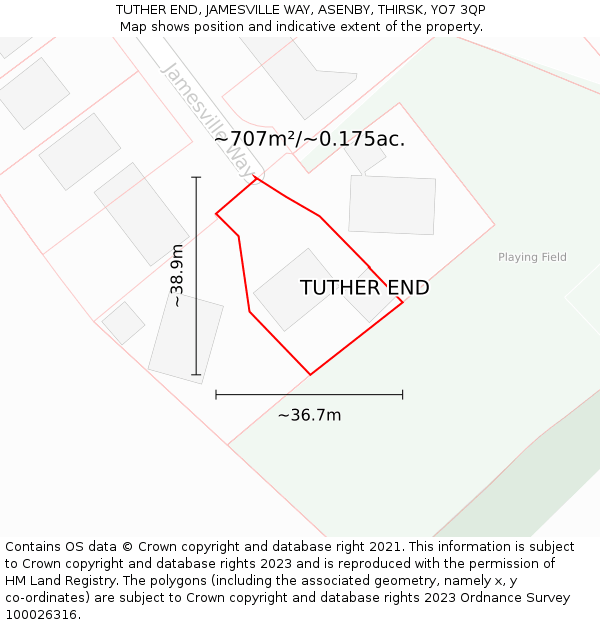 TUTHER END, JAMESVILLE WAY, ASENBY, THIRSK, YO7 3QP: Plot and title map