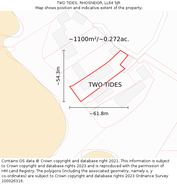 TWO TIDES, RHOSNEIGR, LL64 5JR: Plot and title map