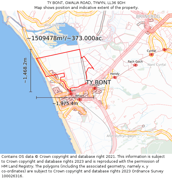 TY BONT, GWALIA ROAD, TYWYN, LL36 9DH: Plot and title map
