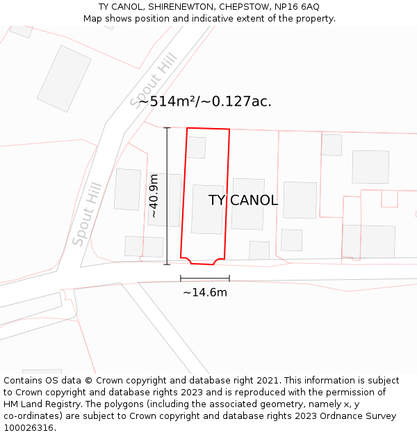 TY CANOL, SHIRENEWTON, CHEPSTOW, NP16 6AQ: Plot and title map