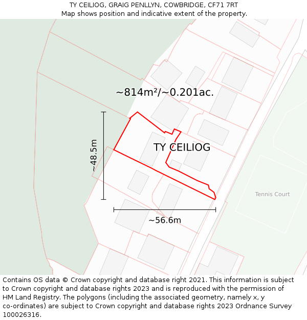 TY CEILIOG, GRAIG PENLLYN, COWBRIDGE, CF71 7RT: Plot and title map