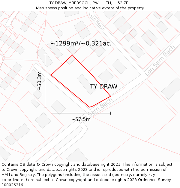 TY DRAW, ABERSOCH, PWLLHELI, LL53 7EL: Plot and title map