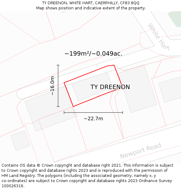 TY DREENON, WHITE HART, CAERPHILLY, CF83 8QQ: Plot and title map