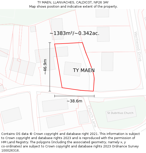 TY MAEN, LLANVACHES, CALDICOT, NP26 3AY: Plot and title map