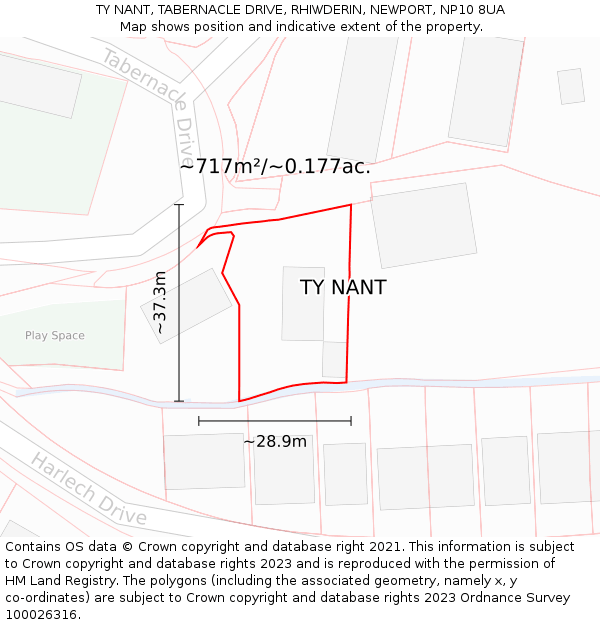 TY NANT, TABERNACLE DRIVE, RHIWDERIN, NEWPORT, NP10 8UA: Plot and title map