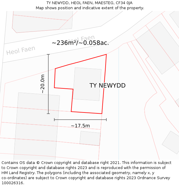 TY NEWYDD, HEOL FAEN, MAESTEG, CF34 0JA: Plot and title map