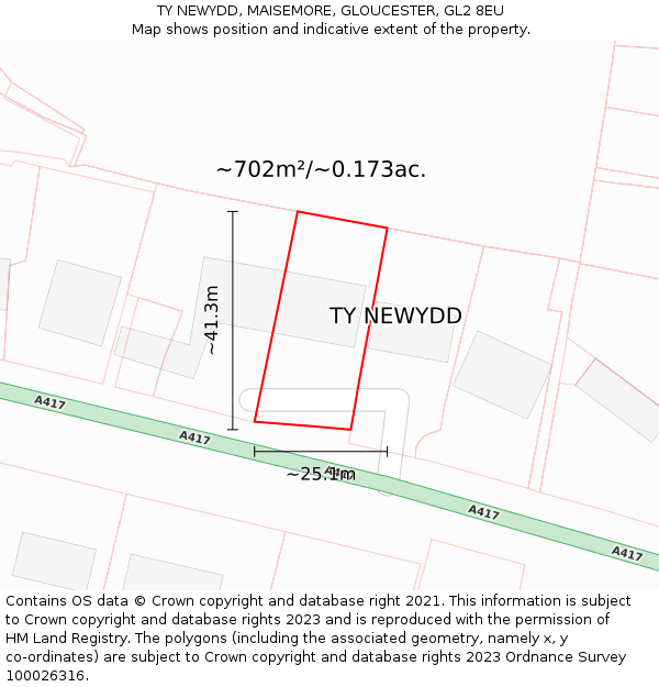 TY NEWYDD, MAISEMORE, GLOUCESTER, GL2 8EU: Plot and title map