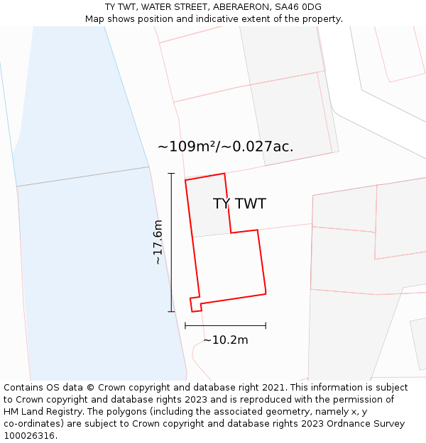 TY TWT, WATER STREET, ABERAERON, SA46 0DG: Plot and title map