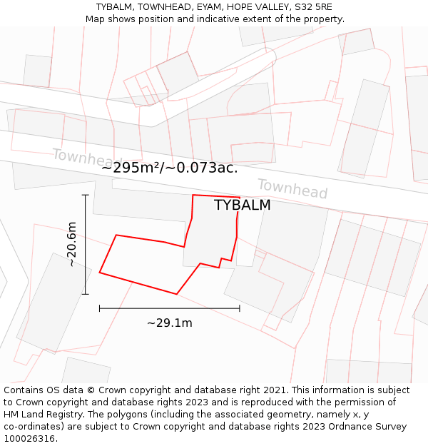 TYBALM, TOWNHEAD, EYAM, HOPE VALLEY, S32 5RE: Plot and title map