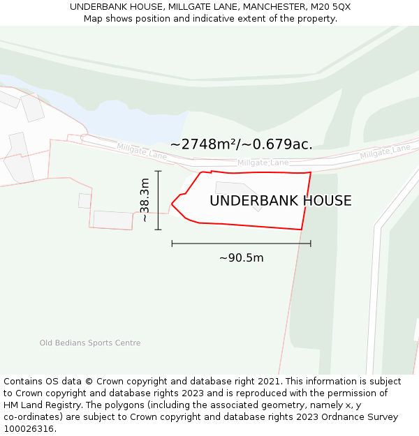 UNDERBANK HOUSE, MILLGATE LANE, MANCHESTER, M20 5QX: Plot and title map